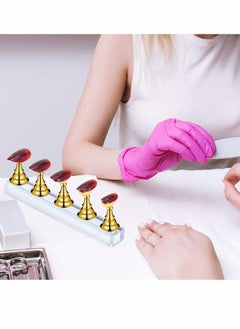 KASTWAVE 2 Sets Acrylic Nail Display Stand Nail Tip Practice Stand Magnetic Nail Practice Holder Fingernail DIY Nail Art Stand for False Nail Tip Manicure Tool DIY Display Stands (Gold and Silver)  - Image 2