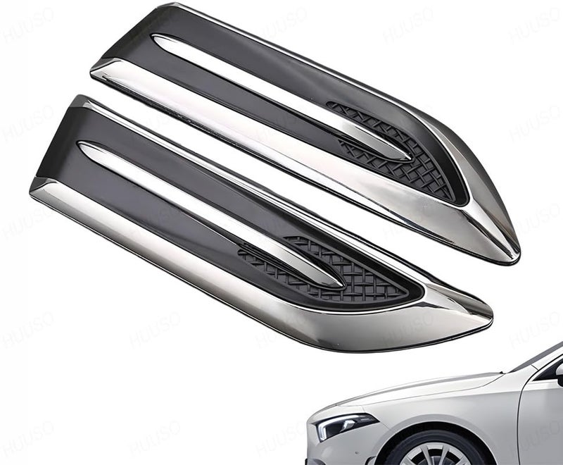 HUUSO 2 Pcs Car Air Flow Vent Cover Fender Trim Euro Duct V-619 Car Styling Fender Hood Decorative Side Aero Decal Sticker Exterior Accessory Compatible with Range Rover Evoque - Image 1