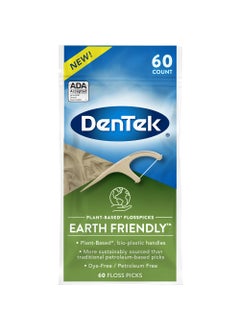 Dentek DenTek Earth Friendly Floss Picks Organic PlantBased bioPlastic Handles Mint 60 Count 