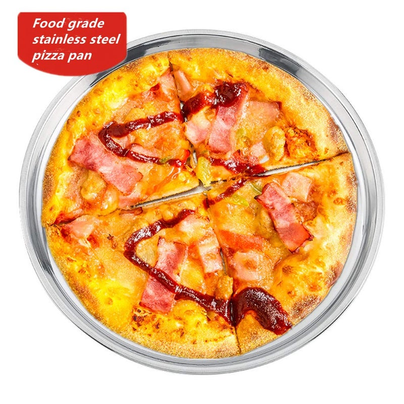 Beenific Deep Dish Pizza Pan Roasting Pan Drip Pan Stainless Steel Pizza Tray 10-12-14-16Inch (12X1.6Inch) - Image 2