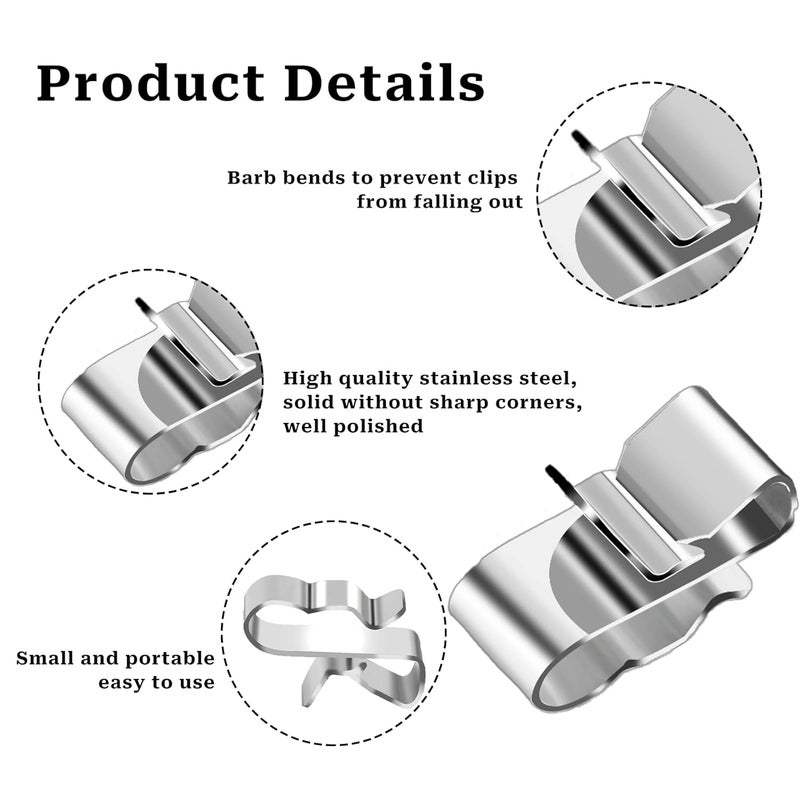 Sliverdew 50 Pcs Trailer Wire Clips,Metal Cable Clips Stainless Steel Clips Solar Panel Wire Clip Double Wire Clips Trailer Wire Clamps for PV Wiring Boat Cable, Boat Trailer 22.5 mm/ 0.89 Inch - Image 2
