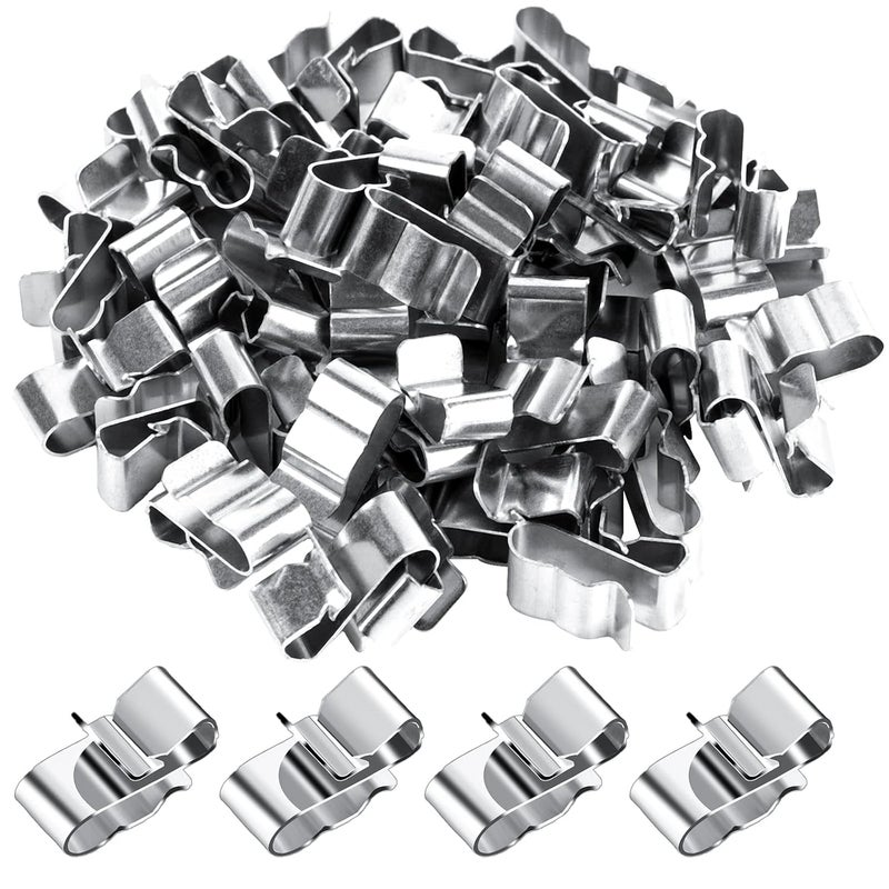 Sliverdew 50 Pcs Trailer Wire Clips,Metal Cable Clips Stainless Steel Clips Solar Panel Wire Clip Double Wire Clips Trailer Wire Clamps for PV Wiring Boat Cable, Boat Trailer 22.5 mm/ 0.89 Inch - Image 1
