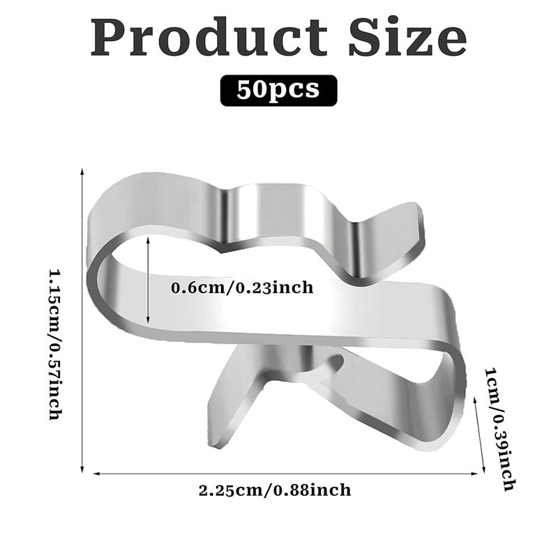 Sliverdew 50 Pcs Trailer Wire Clips,Metal Cable Clips Stainless Steel Clips Solar Panel Wire Clip Double Wire Clips Trailer Wire Clamps for PV Wiring Boat Cable, Boat Trailer 22.5 mm/ 0.89 Inch - Image 4