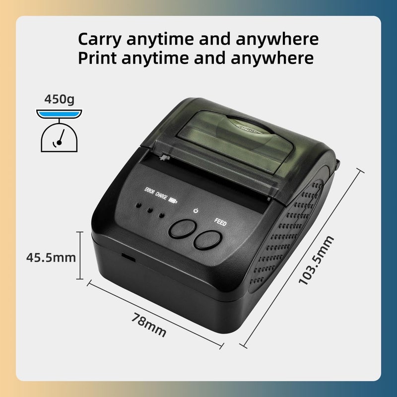 NetumScan Bluetooth wireless thermal receipt printer, 2 inch 58 mm Mini USB POS printer for restaurant retail compatible with Android/iOS/PC/Windows NS1809DD - Image 5