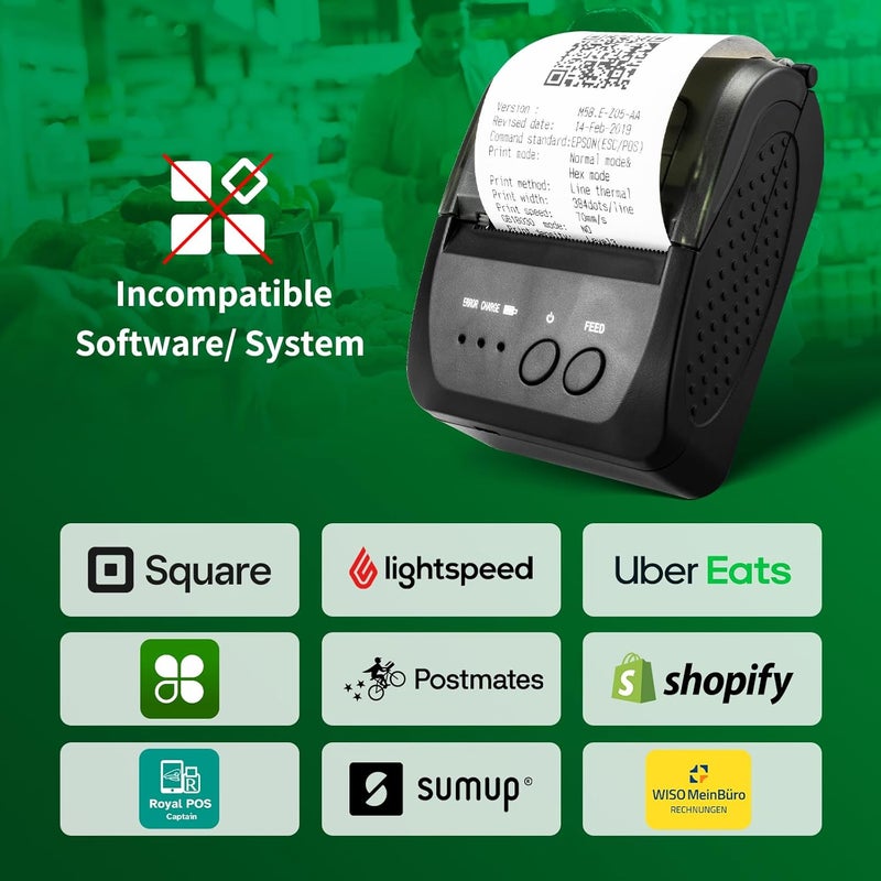 NetumScan Bluetooth wireless thermal receipt printer, 2 inch 58 mm Mini USB POS printer for restaurant retail compatible with Android/iOS/PC/Windows NS1809DD - Image 2