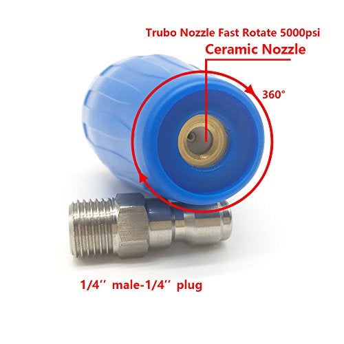 YOKING Turbo Nozzle Pressure Washer Accessories 360° Rotating Spray, 5000 Psi, 5.0 GPM, 1/4 Inch Quick Connect Washer Attachment For Cleaning Brick, Concrete And Vinyl Surfaces(Ceramic Orifice 4.5) - Image 2