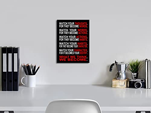 Pyradecor Watch Your Thoughts Motivational Classroom Poster Modern Canvas Prints Wall Art Paintings Ready to Hang for Office Living Room Home Decorations Stretched Pictures Artwork - Image 3