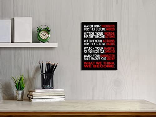 Pyradecor Watch Your Thoughts Motivational Classroom Poster Modern Canvas Prints Wall Art Paintings Ready to Hang for Office Living Room Home Decorations Stretched Pictures Artwork - Image 2