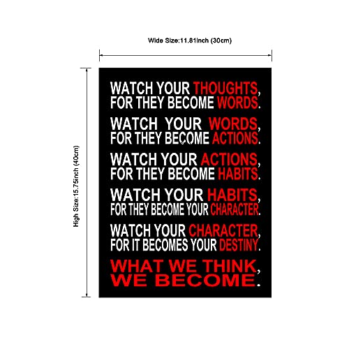 Pyradecor Watch Your Thoughts Motivational Classroom Poster Modern Canvas Prints Wall Art Paintings Ready to Hang for Office Living Room Home Decorations Stretched Pictures Artwork - Image 5