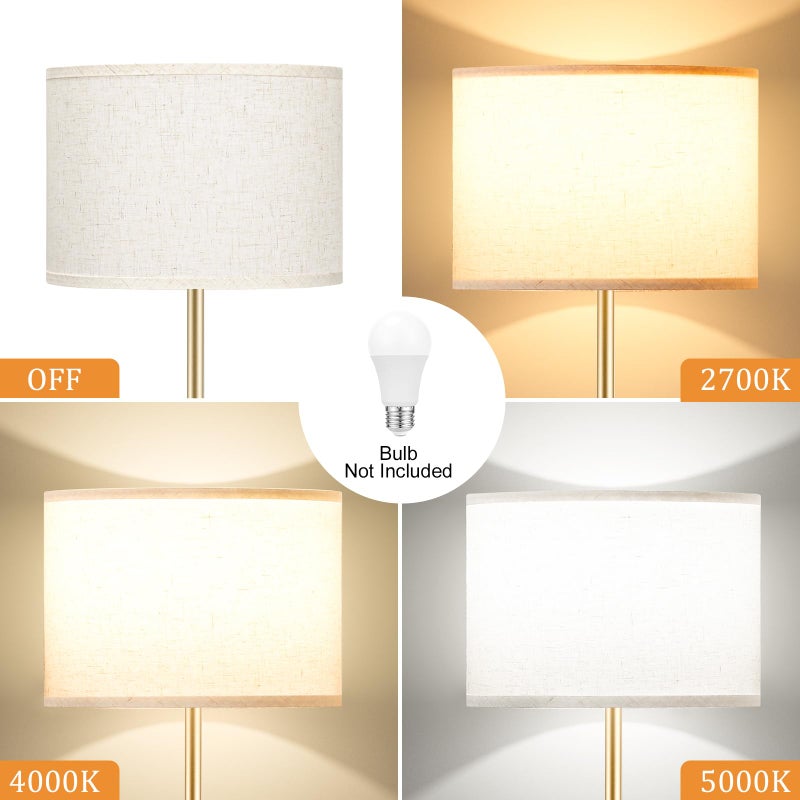 Ambimall 60'' Modern Floor Lamp with Shade, Tall Lamps for Living Room, Bedroom, Office, Dining Room, Beige Shade with Gold Pole(Without Bulb) - Image 5