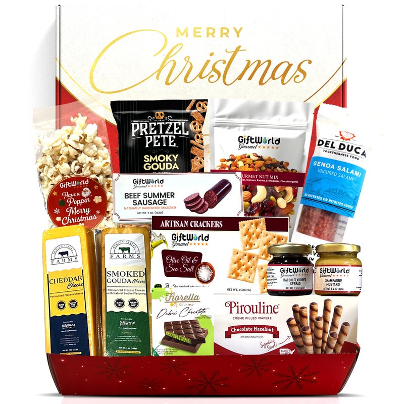 Christmas Gift Basket, Meat and Cheese Gift Baskets for Men and Women - Delicious Condiments with Dubai Chocolate, Charcuterie Food Gift Basket, Christmas Food Gifts in Christmas Gift Box (12-item Bundle) - Image 2