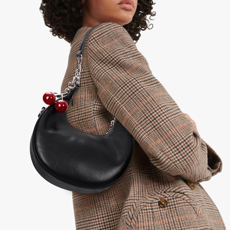Lushandy Soft Leather Crescent Bag Small Shoulder Bag with Cherry Luna Bag 3-in-1 Clutch Purse Designer Hobo Tote Handbag - Image 2