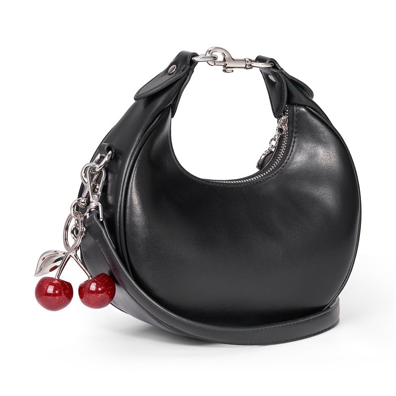 Lushandy Soft Leather Crescent Bag Small Shoulder Bag with Cherry Luna Bag 3-in-1 Clutch Purse Designer Hobo Tote Handbag - Image 1