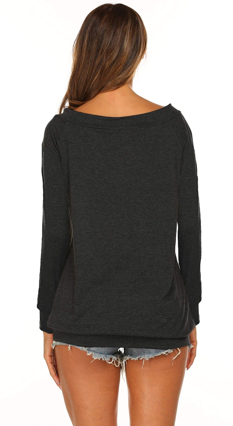 Halife Casual Shirts for Juniors Off Shoulder Long Sleeves (S, Drak Gray) - Image 5