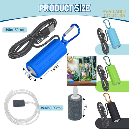 VAYINATO® Mini USB Powered Compact Portable Silent Airpump with Airtube and Airstone for Aquarium Fish Tank, Outdoor Fishing (Multi Colour) by Petzlifeworld - Image 4