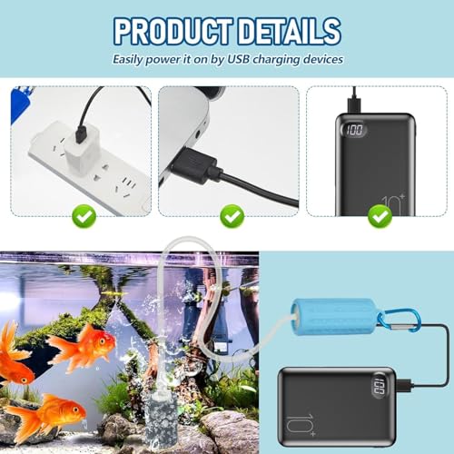 VAYINATO® Mini USB Powered Compact Portable Silent Airpump with Airtube and Airstone for Aquarium Fish Tank, Outdoor Fishing (Multi Colour) by Petzlifeworld - Image 5