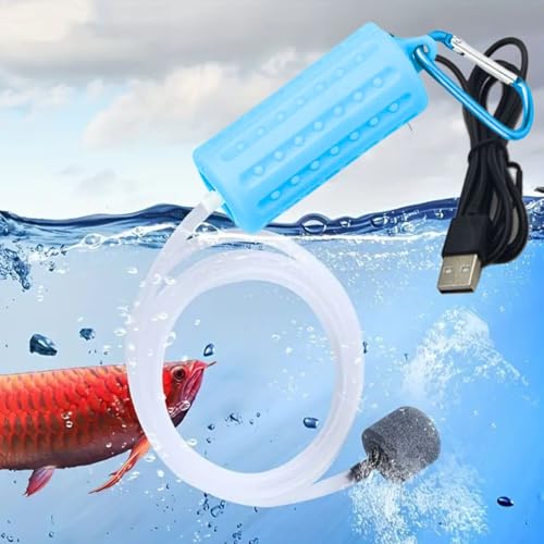 VAYINATO® Mini USB Powered Compact Portable Silent Airpump with Airtube and Airstone for Aquarium Fish Tank, Outdoor Fishing (Multi Colour) by Petzlifeworld - Image 1