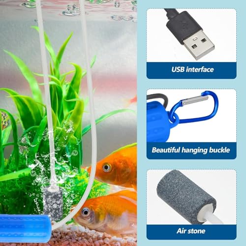 VAYINATO® Mini USB Powered Compact Portable Silent Airpump with Airtube and Airstone for Aquarium Fish Tank, Outdoor Fishing (Multi Colour) by Petzlifeworld - Image 3