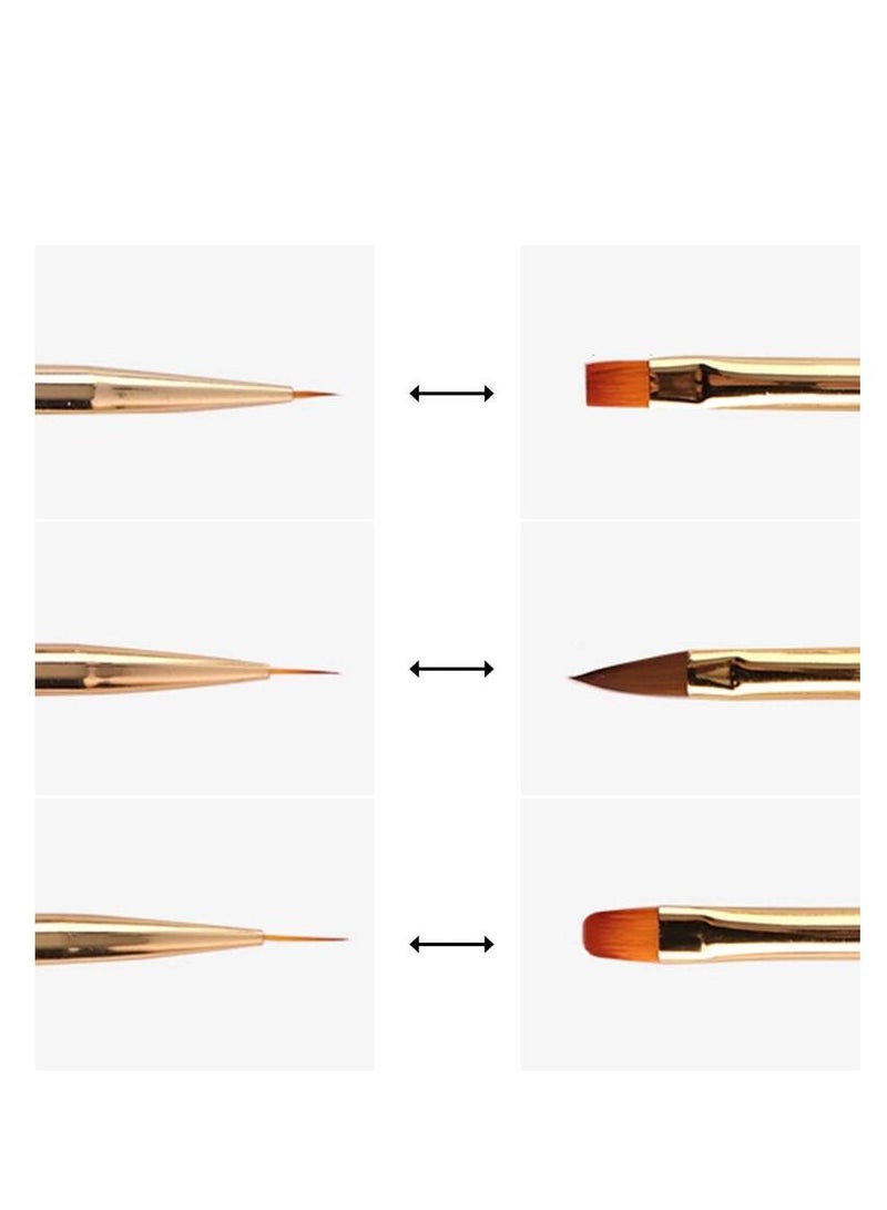 SYOSI 3 Pcs Nail Drawing Pen, Dual End Nail Art Nail Polish Pen Manicure Drawing Tool Acrylic Nail Brush DIY Nail Art Tool  UV Gel Painting Acrylic Nail Design Nylon Brush for UV Gel Decoration (7/9/11mm)  - Image 5