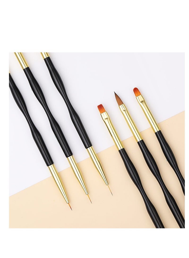 SYOSI 3 Pcs Nail Drawing Pen, Dual End Nail Art Nail Polish Pen Manicure Drawing Tool Acrylic Nail Brush DIY Nail Art Tool  UV Gel Painting Acrylic Nail Design Nylon Brush for UV Gel Decoration (7/9/11mm)  - Image 4