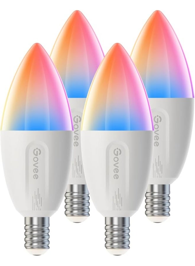 Govee Smart Light Bulb E14, RGBWW LED Lamp, Works with Matter, Alexa, Google Assistant, Smart Bulb E14 Light Bulb 450 LM, Dimmable with 16 Million DIY Colours, 54 Scenes, Pack of 4 - Image 1