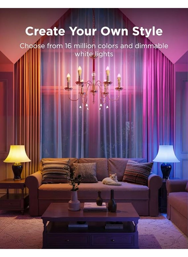 Govee Smart Light Bulb E14, RGBWW LED Lamp, Works with Matter, Alexa, Google Assistant, Smart Bulb E14 Light Bulb 450 LM, Dimmable with 16 Million DIY Colours, 54 Scenes, Pack of 4 - Image 5