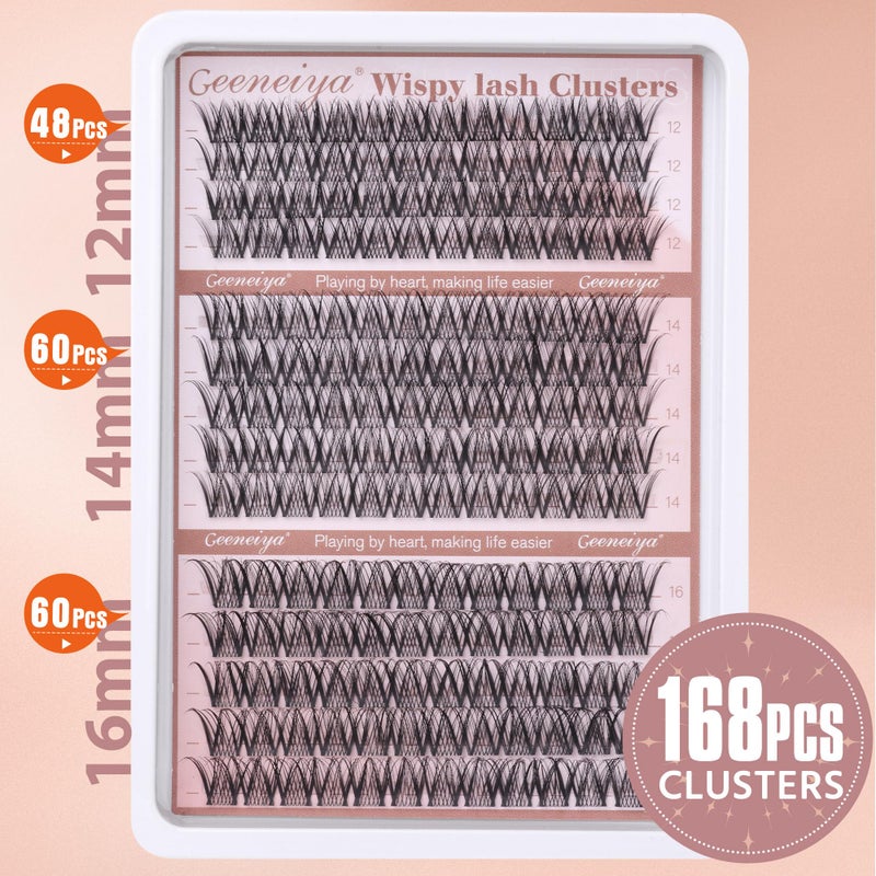 Geeneiya Medium Lash Clusters Short Wispy C Curl Eyelash Clusters 12-16MM Individual Eyelashes Natural Cluster Eyelash Extensions Natural Looking Cluster Lashes by Geeneiya (C Curl,12-14-16) - Image 5