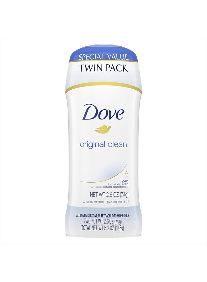 Dove Antiperspirant Deodorant 24-hour Sweat Protection Original Clean Deodorant for Women 2.6 oz, 2 Count - Image 1