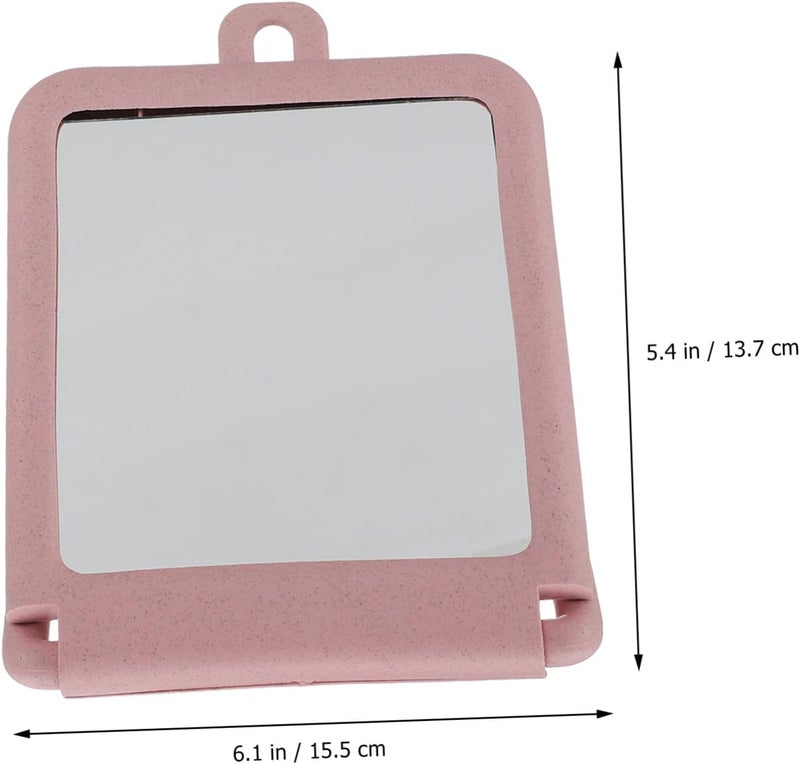 Dormitory Hanging Makeup Mirror with Stand, Pink Small Vanity Tabletop Mirror for Bathroom and Bedroom Use - Image 2