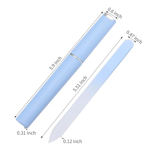 Aoshang 3 Pack Glass Nail File, Crystal Double Sided Etched Filing Surface Finger Nail Files for Professional Manicure/Pedicure Care with Case （Blue，Sliver，Pink） - Image 2