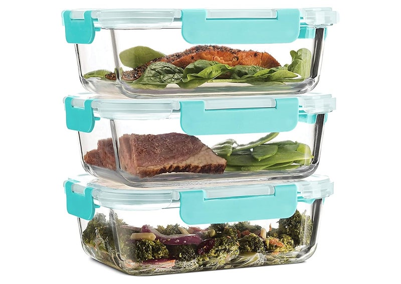 Allo Allo Foodsafe Glass Containers With Lids, Lunch Boxes For Office, Microwave Safe Containers, Borosilicate Meal Prep Glass Food Storage Containers For Kitchen, Set Of 3, 370Ml, Transparent  - Image 1
