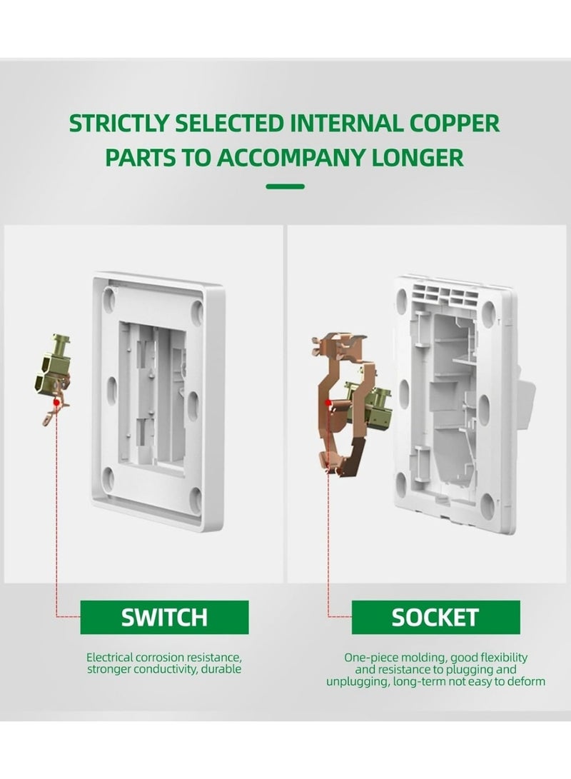 فيوتشر مستقبل | 13 أمبير | متعدد الوظائف | مقبس واحد | بالإضافة إلى منفذ USB ومنفذ Type-C | مفتاح بإضاءة نيون | قطعتان باللون الأبيض - Image 3