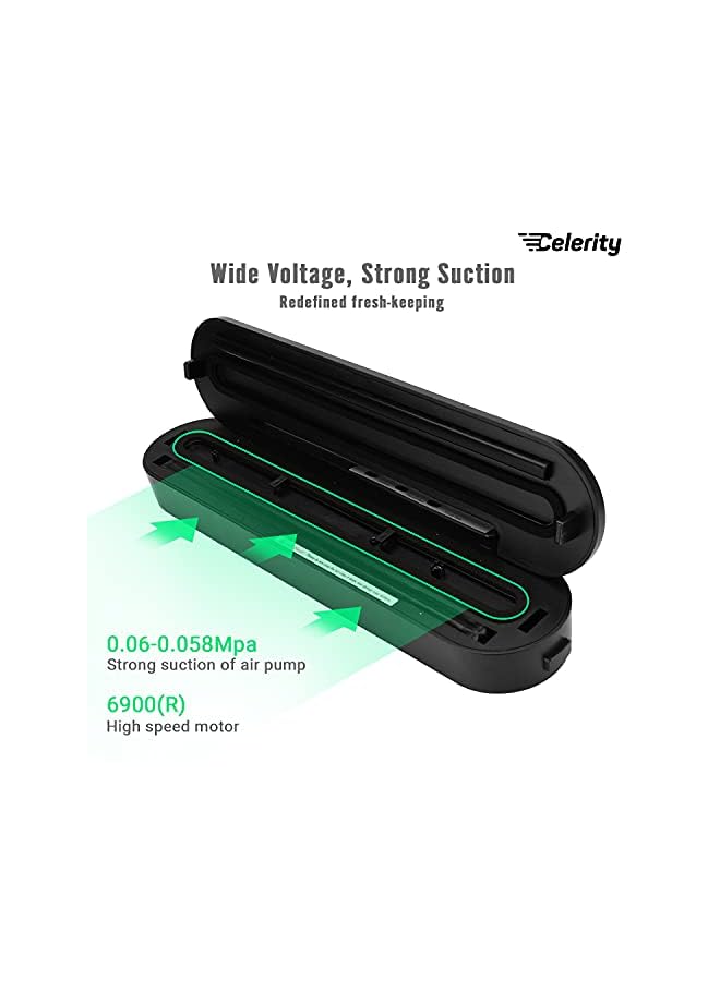 Celerity Vacuum Sealer Machine Along 10 Vacuum Sealing Bags | Upgraded Multi Mode Compact Air Food Sealers | Strong Suction Pump For Longer Preservation | Home Kitchen Storage Saver - Image 5