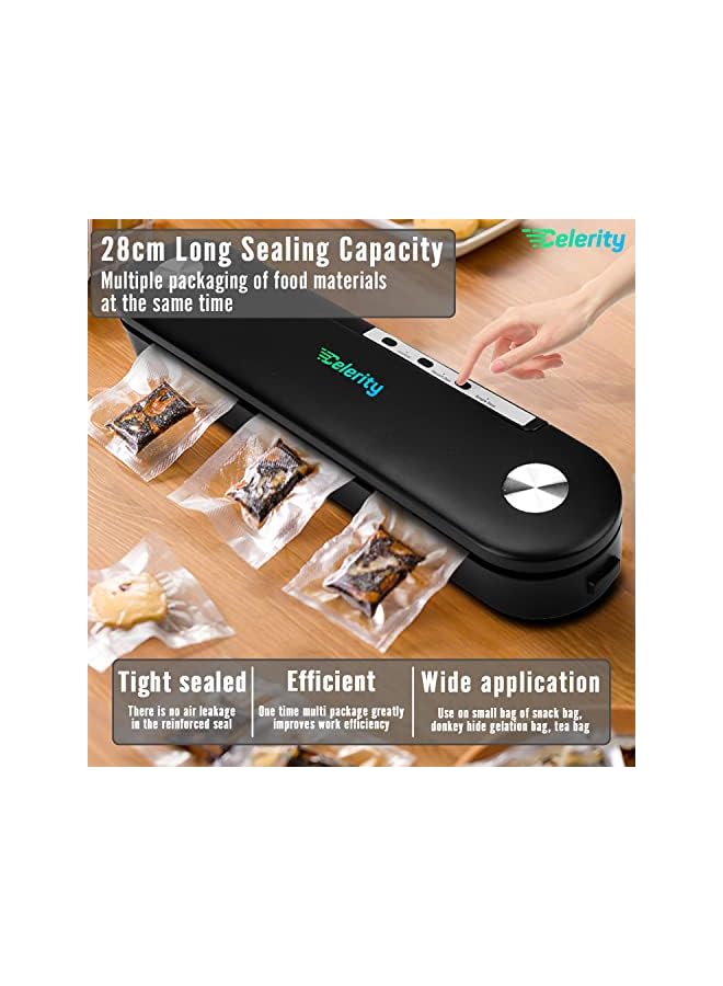 Celerity Vacuum Sealer Machine Along 10 Vacuum Sealing Bags | Upgraded Multi Mode Compact Air Food Sealers | Strong Suction Pump For Longer Preservation | Home Kitchen Storage Saver - Image 3
