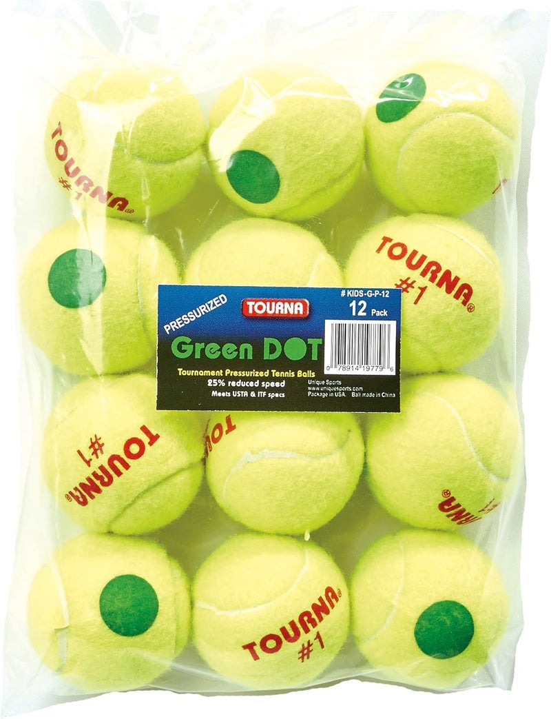 TOURNA Green Dot Low Compression Tennis Balls - Image 1
