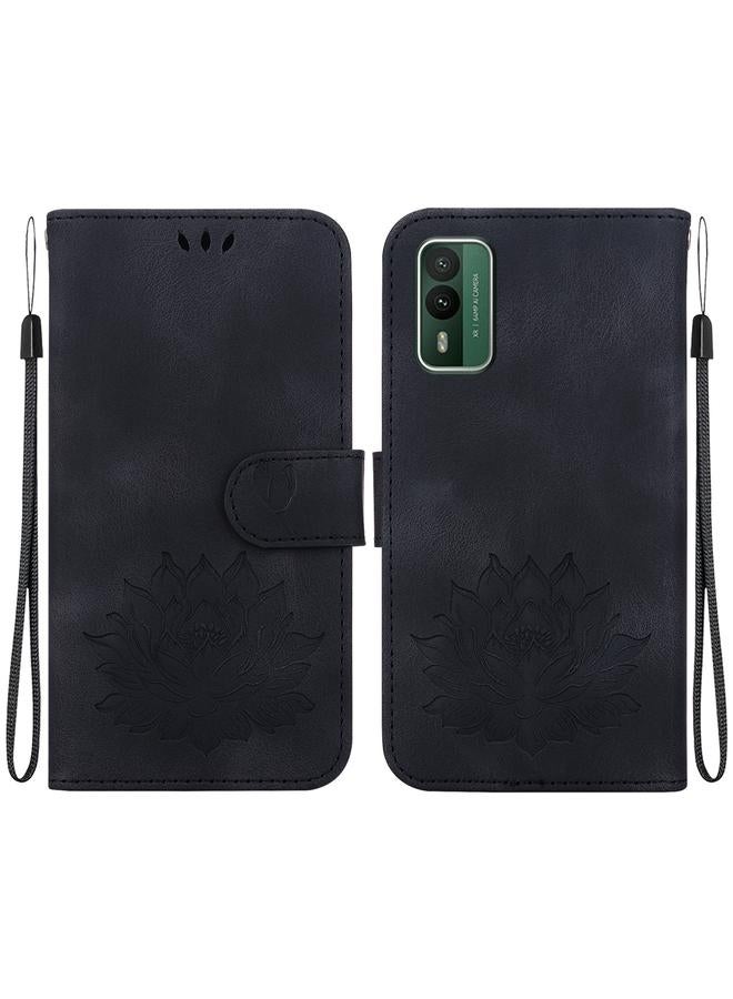 erorex Case For Nokia XR21 Lotus Embossed Leather Phone Case - Image 1