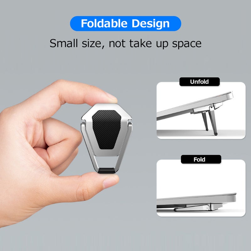Foldable Laptop Stand - Silver Zinc Alloy Material With 15° Dip Angle: Stable Structure, Anti-Slip Silicone Pads for Home Office And Remote Work - Image 3