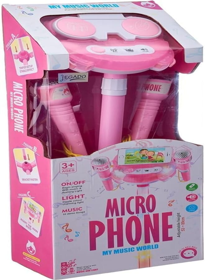 Generic My Music World Microphone with Stand 6802-H Pink 