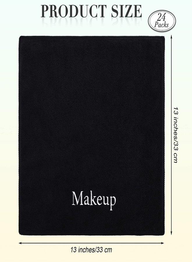 TURSTIN 24 Pack Makeup Remover Towels 13x13 Inch Microfiber Face Towels Reusable Makeup Wash Cloth Facial Cleansing Makeup Towels for Women Skin Care, Black - Image 2