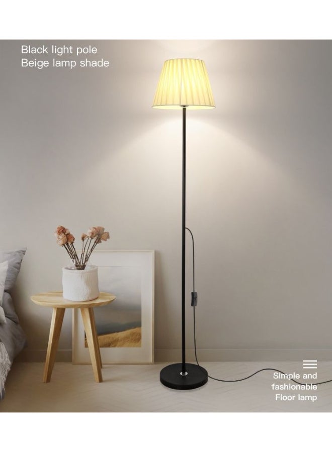Kawkab Living Room and Bedroom Floor Lamp, Wrought Iron Floor Lamp with Pleated Shade - 3 Color Temperature LED Floor Lamp with Push-Button Switch, Includes LED Bulb, 145cm Floor Reading Lamp, Suitable for Living Room, Bedroom, Office Corner, Dormitory, Children's Room, or Office Reading Light, Includes Remote Control - Image 2