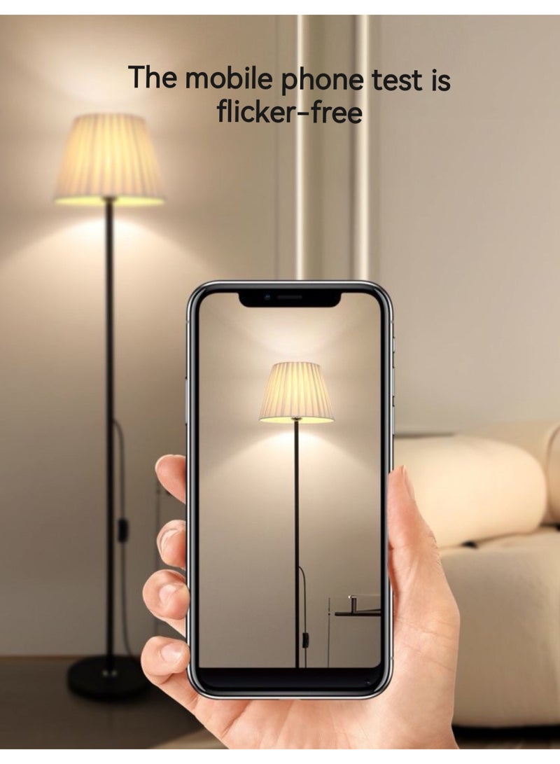 Kawkab Living Room and Bedroom Floor Lamp, Wrought Iron Floor Lamp with Pleated Shade - 3 Color Temperature LED Floor Lamp with Push-Button Switch, Includes LED Bulb, 145cm Floor Reading Lamp, Suitable for Living Room, Bedroom, Office Corner, Dormitory, Children's Room, or Office Reading Light, Includes Remote Control - Image 4