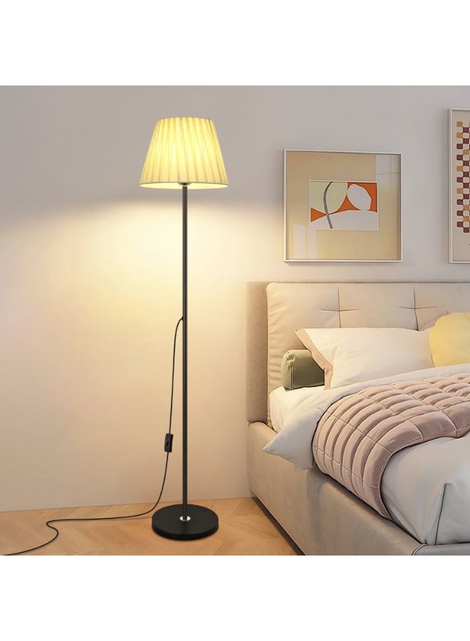 Kawkab Living Room and Bedroom Floor Lamp, Wrought Iron Floor Lamp with Pleated Shade - 3 Color Temperature LED Floor Lamp with Push-Button Switch, Includes LED Bulb, 145cm Floor Reading Lamp, Suitable for Living Room, Bedroom, Office Corner, Dormitory, Children's Room, or Office Reading Light, Includes Remote Control - Image 1