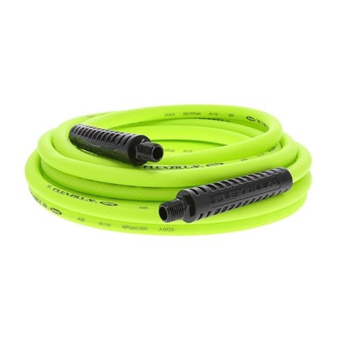 Flexzilla Air Hose 14 in x 25 ft 14 in MNPT Fittings Heavy Duty Lightweight Hybrid ZillaGreen HFZ1425YW2