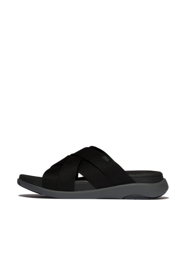 FitFlop 049-863 Fitflop Mens F-Mode Go Mens Webbing Strappy Slides - Black Mix IX5-231 Black  - Image 1