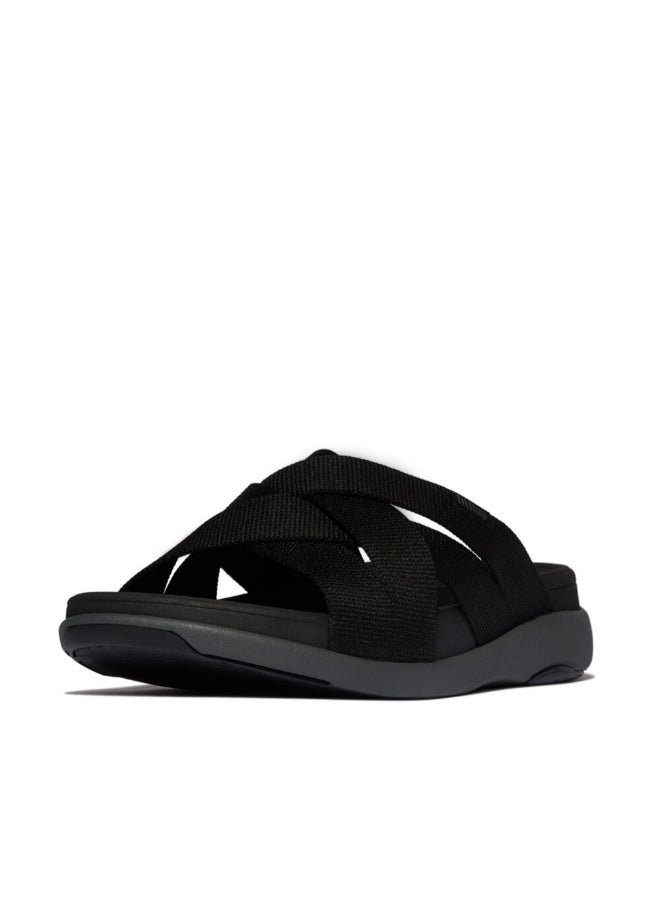 FitFlop 049-863 Fitflop Mens F-Mode Go Mens Webbing Strappy Slides - Black Mix IX5-231 Black  - Image 3