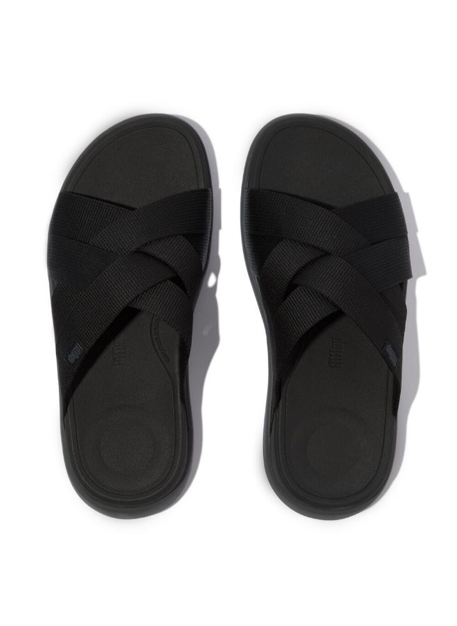 FitFlop 049-863 Fitflop Mens F-Mode Go Mens Webbing Strappy Slides - Black Mix IX5-231 Black  - Image 2