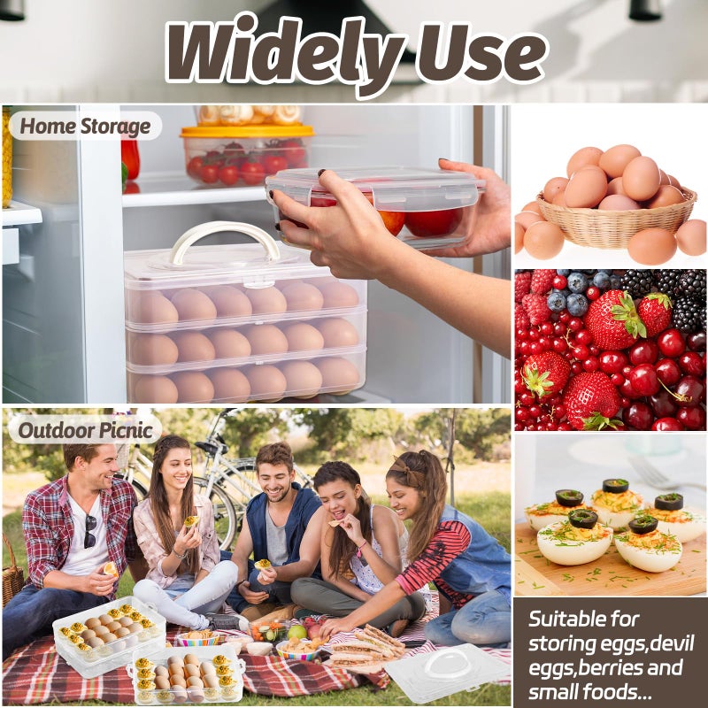 OJYUDD Egg Holder for 72 Eggs,3-Layer Plastic Egg Container,Deviled Egg Tray with Handle Lid,Devil Egg Holder for Refrigerator,Kitchen,Easter Party,Keep Fresh - Image 5