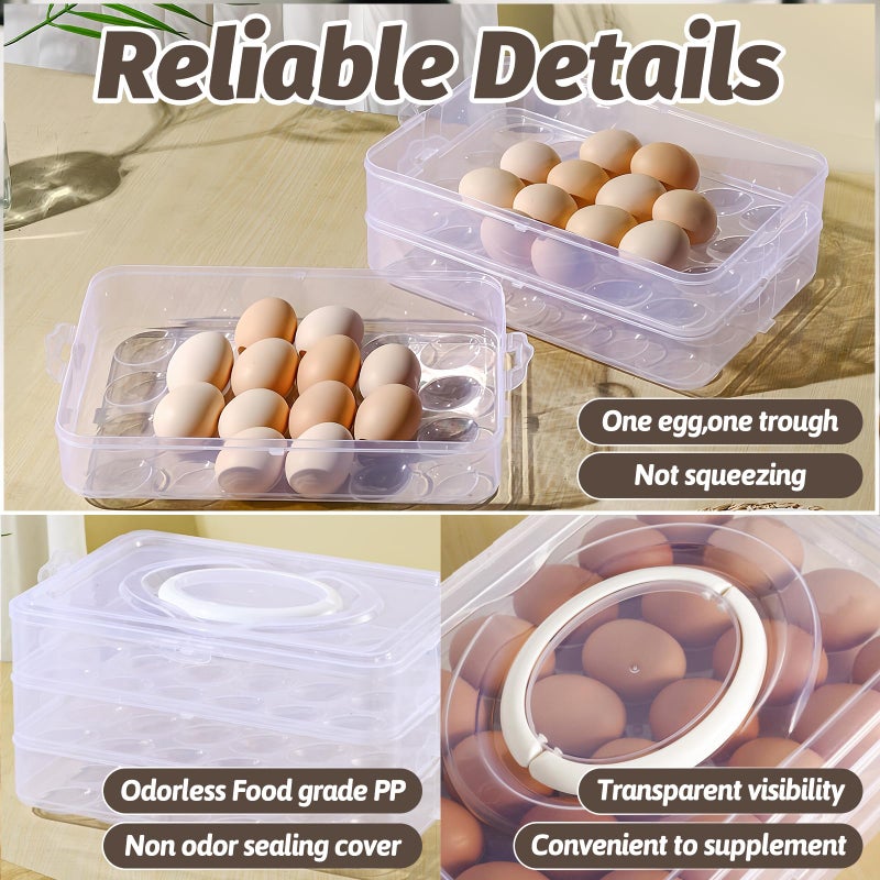 OJYUDD Egg Holder for 72 Eggs,3-Layer Plastic Egg Container,Deviled Egg Tray with Handle Lid,Devil Egg Holder for Refrigerator,Kitchen,Easter Party,Keep Fresh - Image 3
