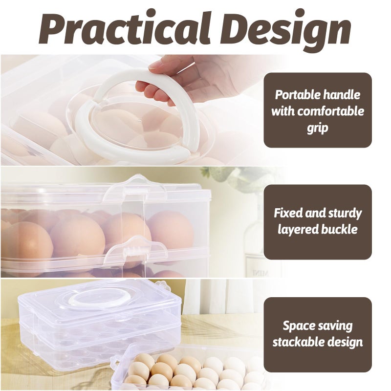 OJYUDD Egg Holder for 72 Eggs,3-Layer Plastic Egg Container,Deviled Egg Tray with Handle Lid,Devil Egg Holder for Refrigerator,Kitchen,Easter Party,Keep Fresh - Image 4