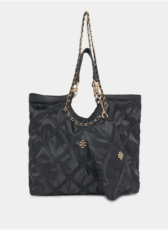 Styli Quilted Tote Bag with Chain Straps